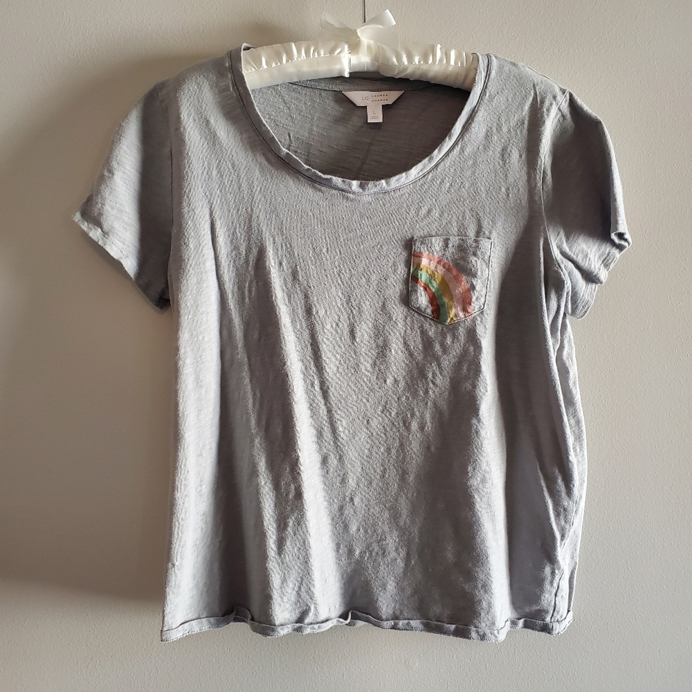 Lauren Conrad Slate Rainbow Women's Tee Size L